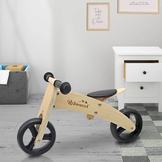 Bicicletta senza pedali Montessori, 63 x 40 x 36 cm, in legno e poliuretano naturale | Collezione Fast Wheels