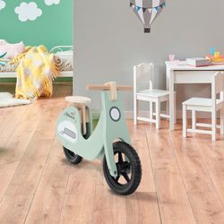 Bicicletta senza pedali Montessori, 73 x 27 x 50 cm, in legno color acquamarina | Collezione Motorbike