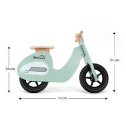 Bicicletta senza pedali Montessori, 73 x 27 x 50 cm, in legno color acquamarina | Collezione Motorbike