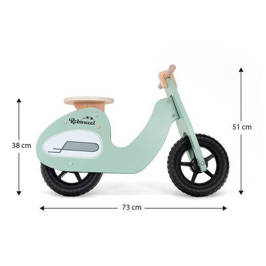 Bicicletta senza pedali Montessori, 73 x 27 x 50 cm, in legno color acquamarina | Collezione Motorbike