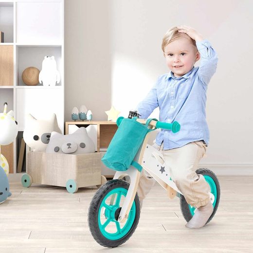 Bicicletta senza pedali Montessori, 83 x 36 x 55 cm, in legno turchese | Collezione Street Circuit