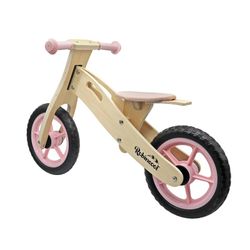 Bicicletta senza pedali Montessori in legno rosa, 85 x 37 x 52 cm | Collezione Little Pilot