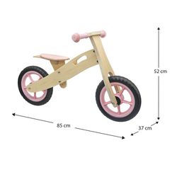 Bicicletta senza pedali Montessori in legno rosa, 85 x 37 x 52 cm | Collezione Little Pilot