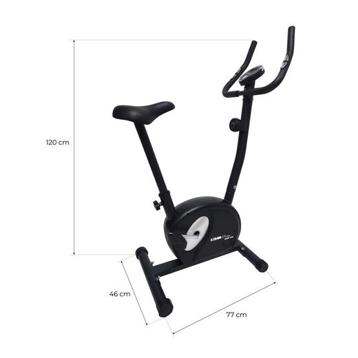 Bicicleta estática magnética con pulsómetro en manilla y pantalla LCD, 77 x 46 x 120 cm, de acero en negro | Colección Serie 500