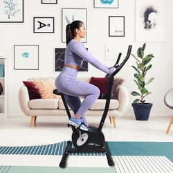 Bicicleta estática magnética con pulsómetro en manilla y pantalla LCD, 77 x 46 x 120 cm, de acero en negro | Colección Serie 500