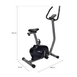 Bicicletta statica con pulsometro sul manubrio e display, 98 x 51 x 132 cm, in acciaio grigio e nero | Collezione Serie 900
