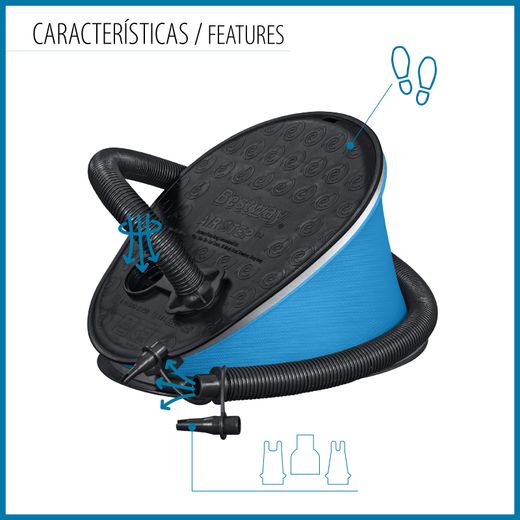 Pompa a Pedale Bestway Air Step 31x22x75 cm con 3 Adattatori