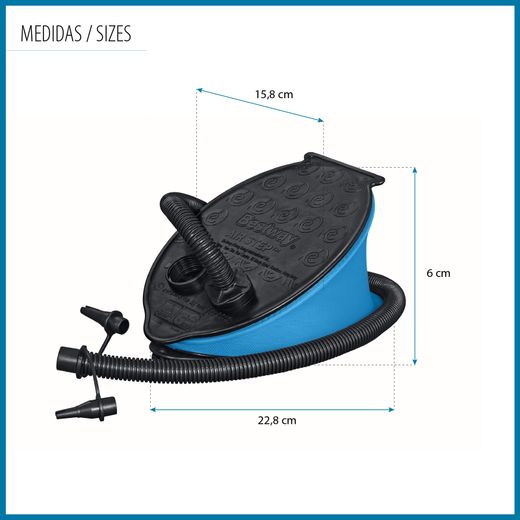 Pompa a Pedale Bestway Air Step con 3 Adattatori e Tubo Flessibile 80 cm