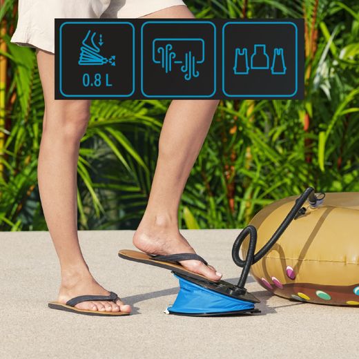 Pompa a Pedale Bestway Air Step con 3 Adattatori e Tubo Flessibile 80 cm
