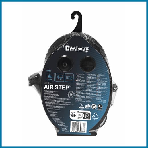 Pompa a Pedale Bestway Air Step con 3 Adattatori e Tubo Flessibile 80 cm