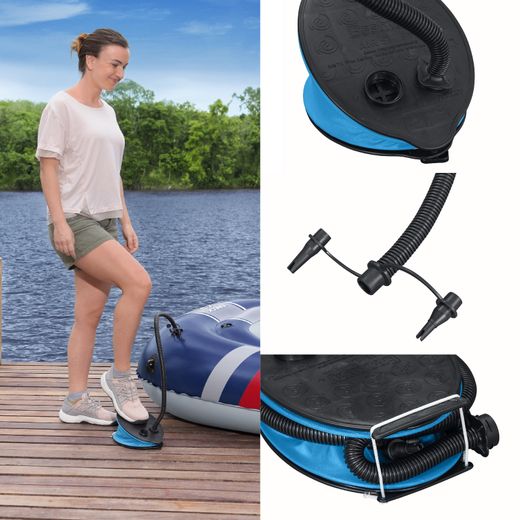 Pompa a Pedale Bestway Air Step con 3 Adattatori e Tubo Flessibile 80 cm