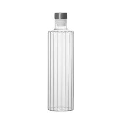 Botella de 1 l., 8 x 8 x 30 cm, de vidrio en transparente | Colección Stripes