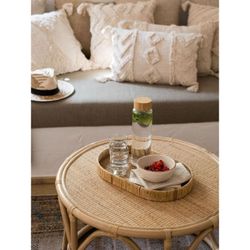 Bottiglia da 1 litro con tappo in bambù, 8 x 8 x 26,5 cm, in vetro trasparente | Collezione Bamboo