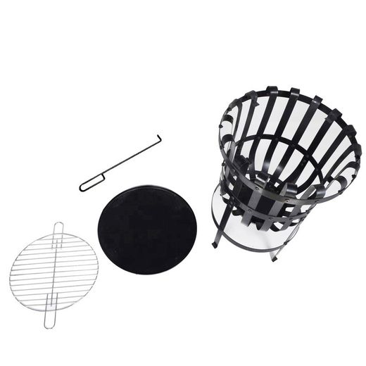 Brasero da esterno, 40 x 40 x 53 cm, in ferro battuto nero | Collezione Dana