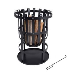 Brasero da esterno, 40 x 40 x 53 cm, in ferro battuto nero | Collezione Dana