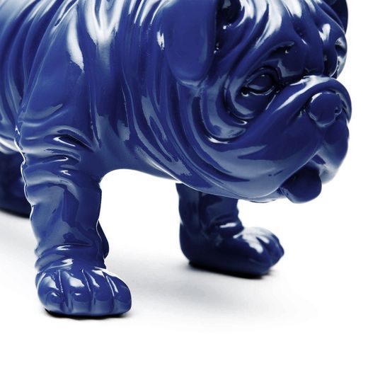 Bulldog, 23 x 14 x 11 cm, de poliresina azul
