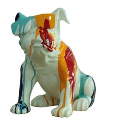 Bulldog, 40 x 23 x 34 cm, de poliresina en multicolor