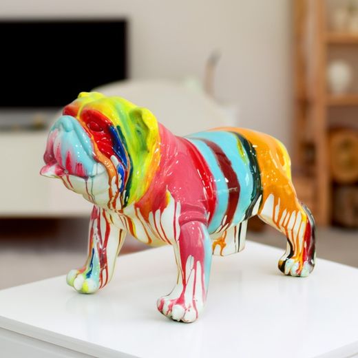 Bulldog, 61 x 32 x 38 cm, de poliresina multicolor