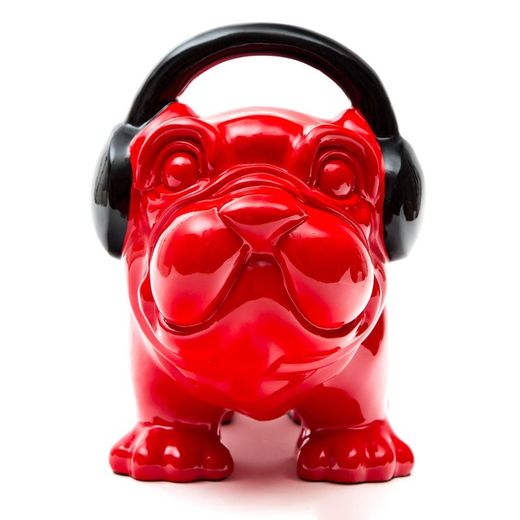 Bulldog DJ, 30 x 16 x 22 cm, de poliresina rojo
