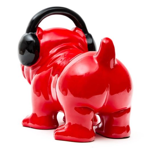 Bulldog DJ, 30 x 16 x 22 cm, de poliresina rojo
