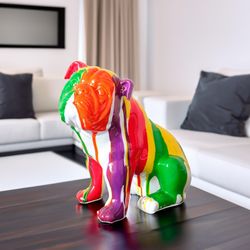 Bulldog sentado, 29 x 16 x 28 cm, de poliresina multicolor | Colección Animales