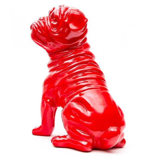 Bulldog sentado, 30  x  20  x  34 cm, de poliresina rojo