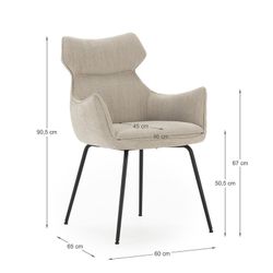 Poltrona, 60 x 65 x 90 cm, in tessuto beige | Collezione Dara