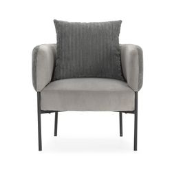 Poltrona, 70 x 61 x 72,5 cm, in tessuto grigio | Collezione Aruni