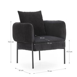 Poltrona, 70 x 61 x 72,5 cm, in tessuto nero | Collezione Aruni