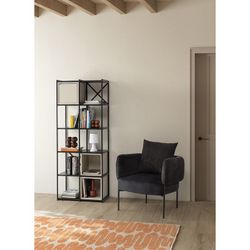 Poltrona, 70 x 61 x 72,5 cm, in tessuto nero | Collezione Aruni