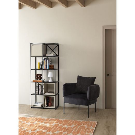Poltrona, 70 x 61 x 72,5 cm, in tessuto nero | Collezione Aruni