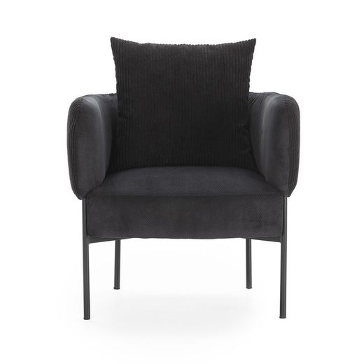 Poltrona, 70 x 61 x 72,5 cm, in tessuto nero | Collezione Aruni