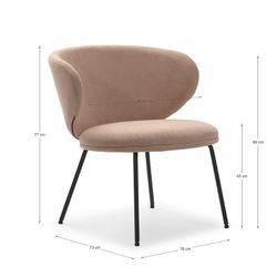 Poltrona, 76 x 73 x 77 cm, in tessuto rosa | Collezione Rush