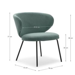 Poltrona, 76 x 73 x 77 cm, in tessuto verde | Collezione Rush