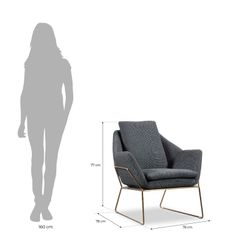 Butaca, 78  x  78  x  77 cm, tapizada antracita  |  Colección Tuy