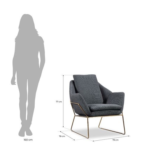 Butaca, 78  x  78  x  77 cm, tapizada antracita  |  Colección Tuy