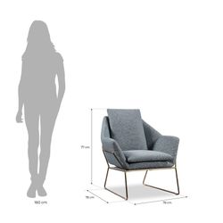Poltrona, 78 x 78 x 77 cm, rivestita in grigio-azzurro | Collezione Tuy