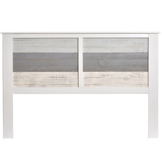 Cabecero, 164 x 4 x 112 cm, de madera de pino en blanco y grises  | Colección Romántica