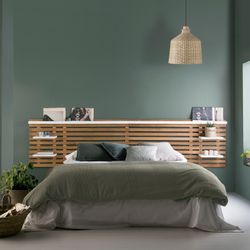 Testiera, 240 x 234 x 61,9 cm, in legno di pino naturale e bianco | Collezione Nidra