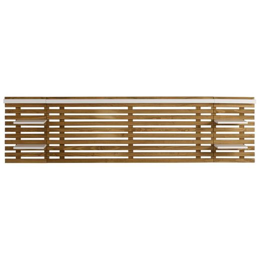 Testiera, 240 x 234 x 61,9 cm, in legno di pino naturale e bianco | Collezione Nidra