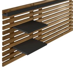Cabecero, 240 x 234 x 61,9 cm, de madera de pino en natural y negro  | Colección Nidra