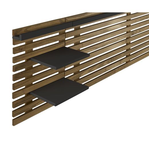 Cabecero, 240 x 234 x 61,9 cm, de madera de pino en natural y negro  | Colección Nidra