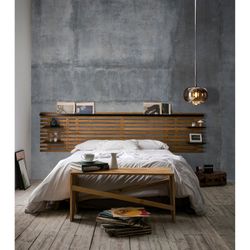 Cabecero, 240 x 234 x 61,9 cm, de madera de pino en natural y negro  | Colección Nidra