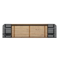 Cabecero, 240 x 23,4 x 61,9 cm, de madera de pino y dm en negro y color roble  | Colección Dimas