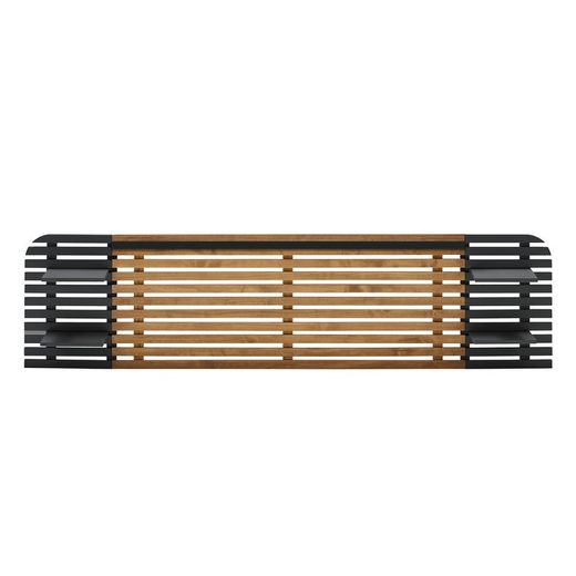 Cabecero, 240 x 23,4 x 61,9 cm, de madera de pino y dm en negro y color roble  | Colección Dimas