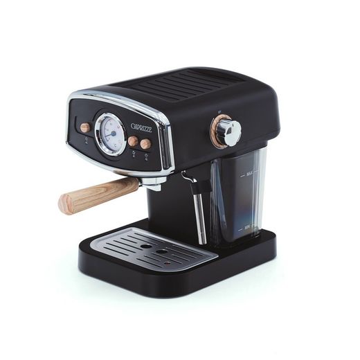 Espresso-Maschine mit Milchaufschäumer, 26,9 x 22,6 x 28,6 cm, aus Metall, PP und Edelstahl in Schwarz | Kollektion Kai