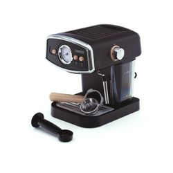 Espresso-Maschine mit Milchaufschäumer, 26,9 x 22,6 x 28,6 cm, aus Metall, PP und Edelstahl in Schwarz | Kollektion Kai