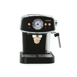 Espresso-Maschine mit Milchaufschäumer, 26,9 x 22,6 x 28,6 cm, aus Metall, PP und Edelstahl in Schwarz | Kollektion Kai