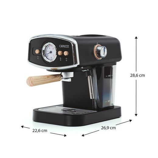 Espresso-Maschine mit Milchaufschäumer, 26,9 x 22,6 x 28,6 cm, aus Metall, PP und Edelstahl in Schwarz | Kollektion Kai