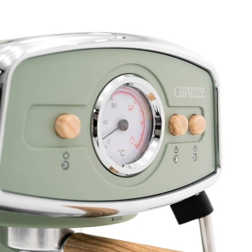 Macchina da caffè con cappuccinatore, 26,9 x 22,6 x 28,6 cm, in metallo, pp e acciaio inox, colore verde | Collezione Kai
